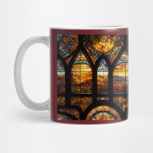 Stained Glass Window Of Autumn Scenery Mug